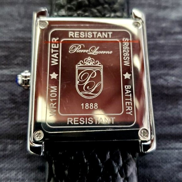 Pierre Lucerne 1888 Tank Swiss Inspired Design Classic Mens Watch Black Band‎ - Picture 5 of 6